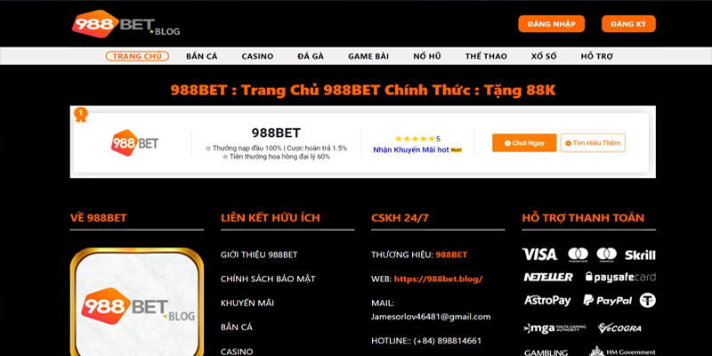 Giới Thiệu Chung Về Nhà Cái 988bet