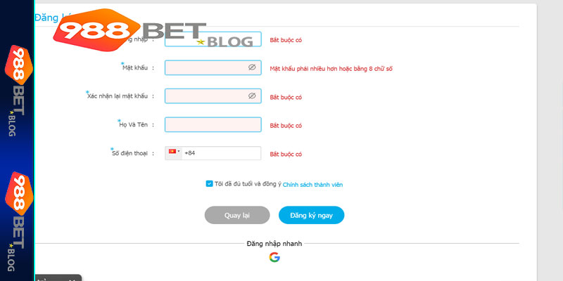 Những Lưu Ý Cần Biết Khi Đăng Ký 988bet